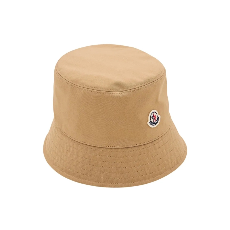 Moncler Hut Wide-Brimmed Bucket Hat With Logo Detail Brown