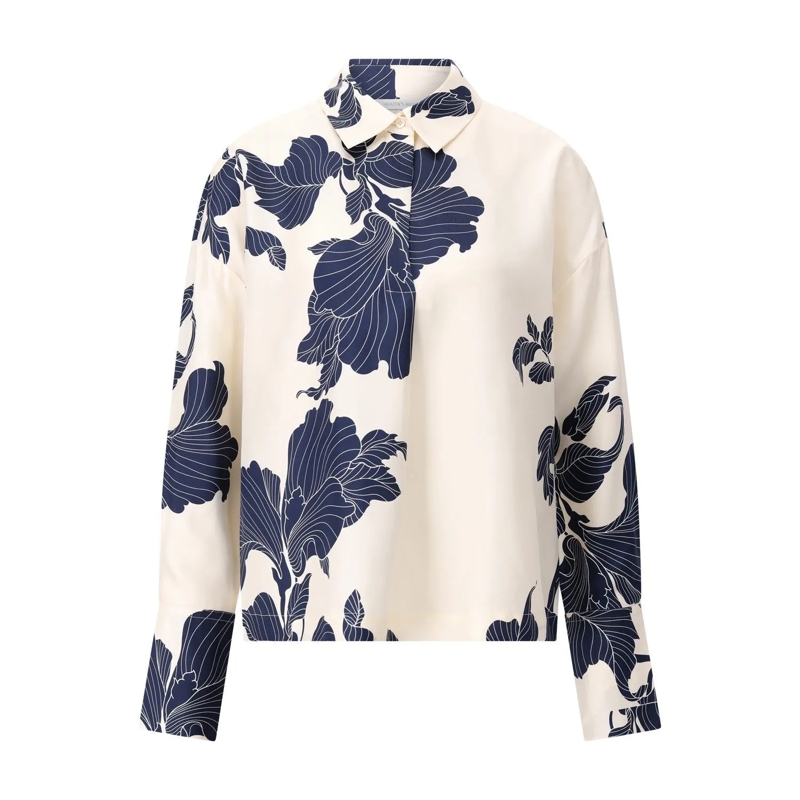 Herzensangelegenheit Bluse Blusenshirt aus Seide & floralem Muster Creme
