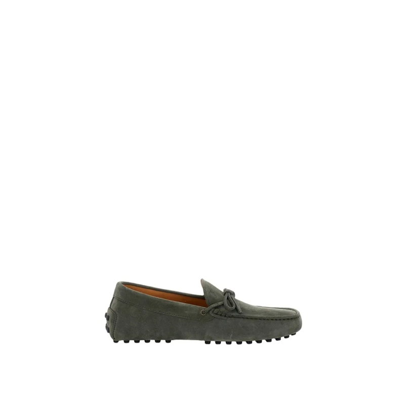 Tod's Mocassin Handcrafted Nubuck Loafers With Signature Pebble O Green