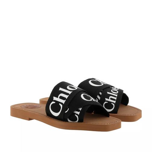 Chloé Chloé Canvas Logo Sandals Black Slip-in skor