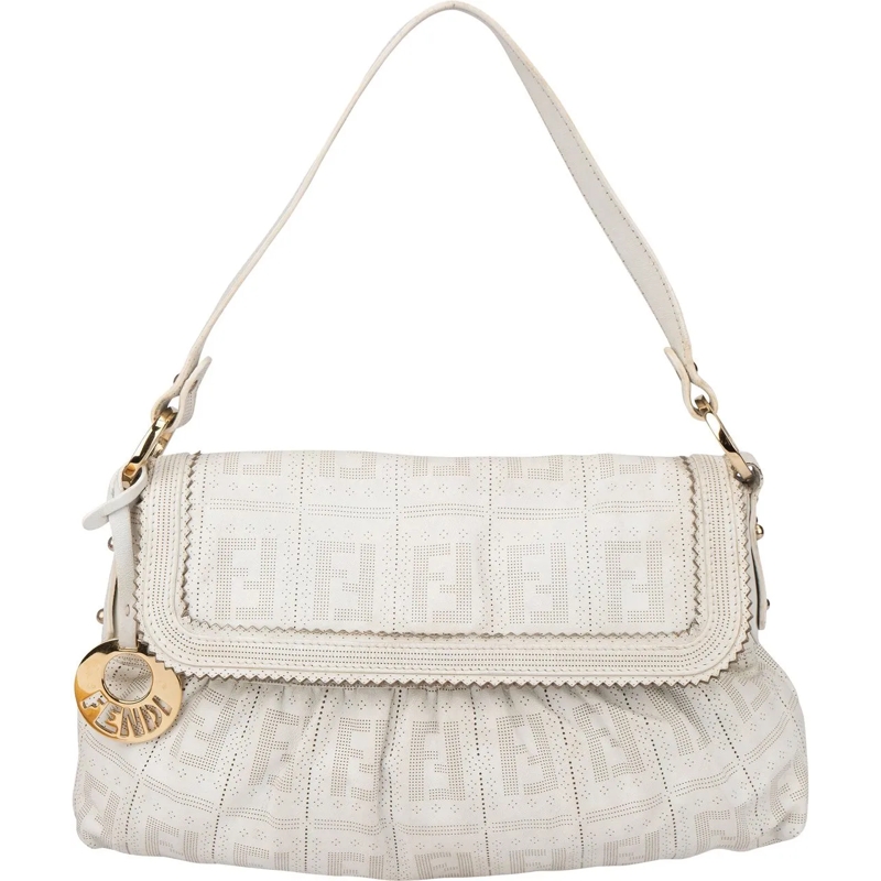 Fendi Tote Fendi Leather Monogram Chef Handbag weiß