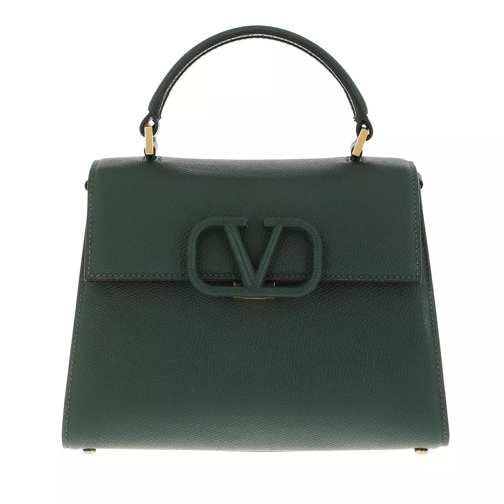 Valentino Garavani Small VSLING Handbag Leather English Green Black Axelremsväska
