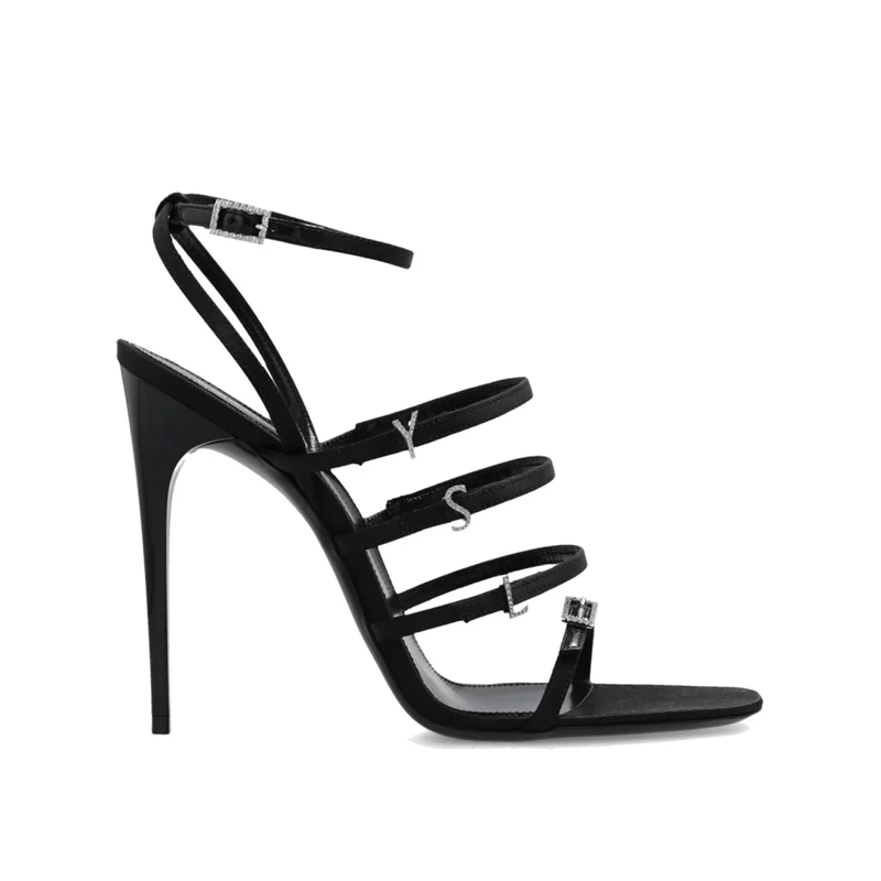 Saint Laurent Sandalen Jerry Satin Sandals Black