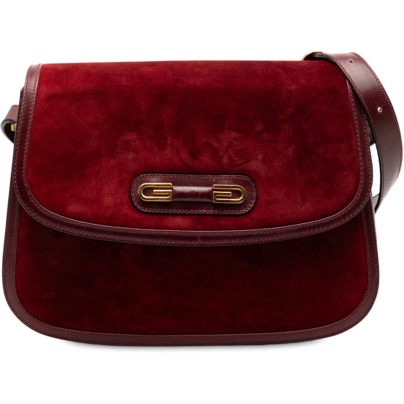 Gucci Schultertasche GG Suede Flap Shoulder Bag rot