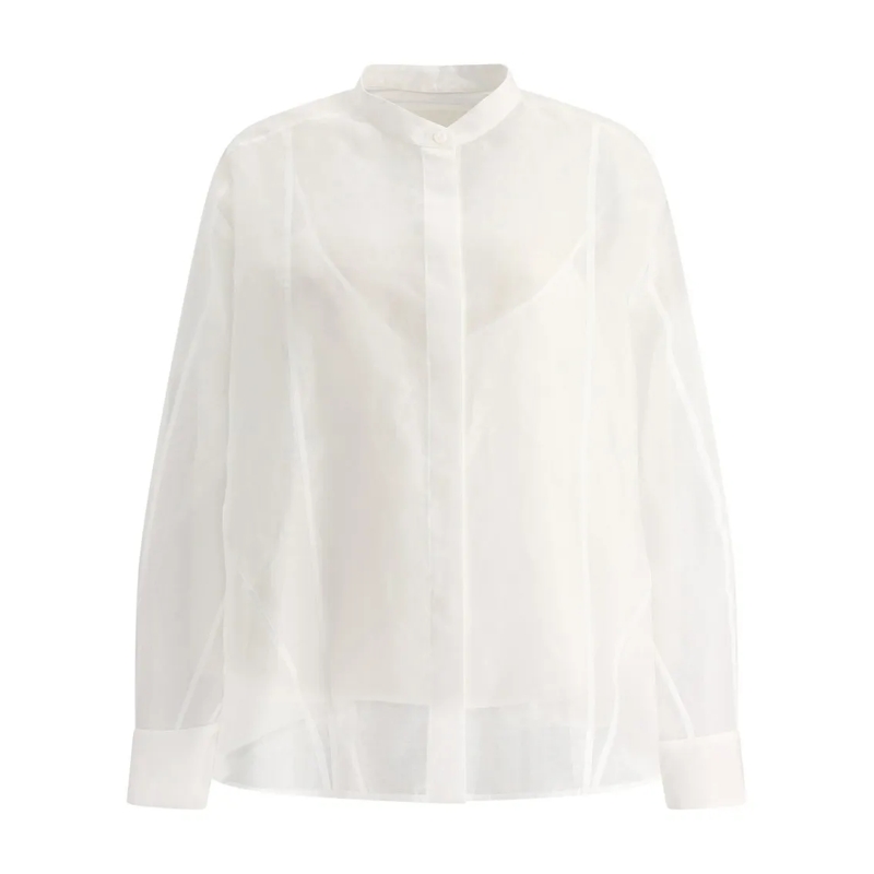 Jil Sander Overhemd White Shirt With Sheer Petticoat Layer And Mandari White