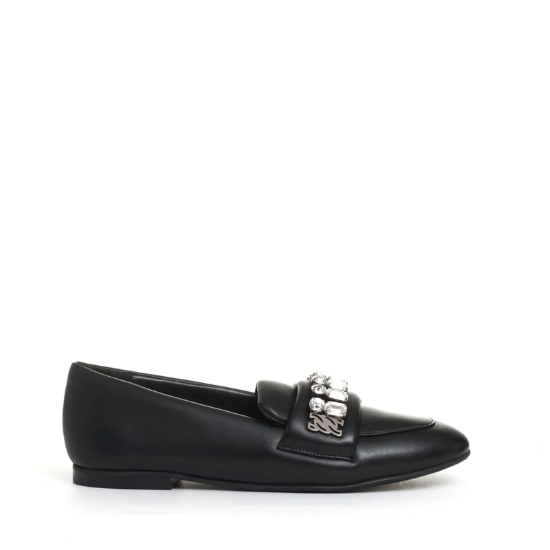 Casadei Balletschoenen Black Moccasin With Rhinestone Buckle Black