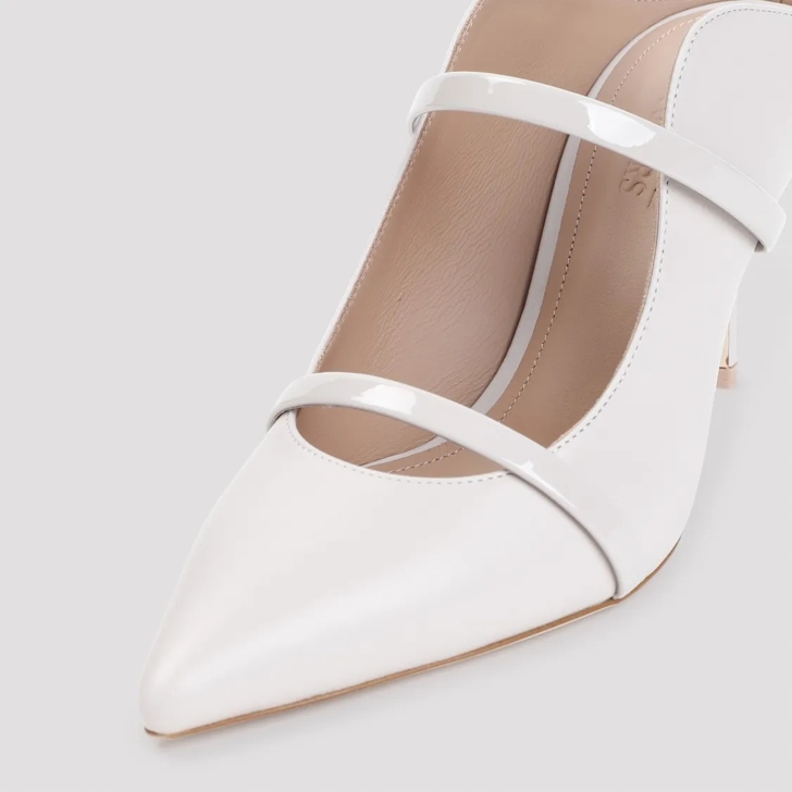 Malone Souliers Maureen 70 Nappa Leather Pumps White Escarpin