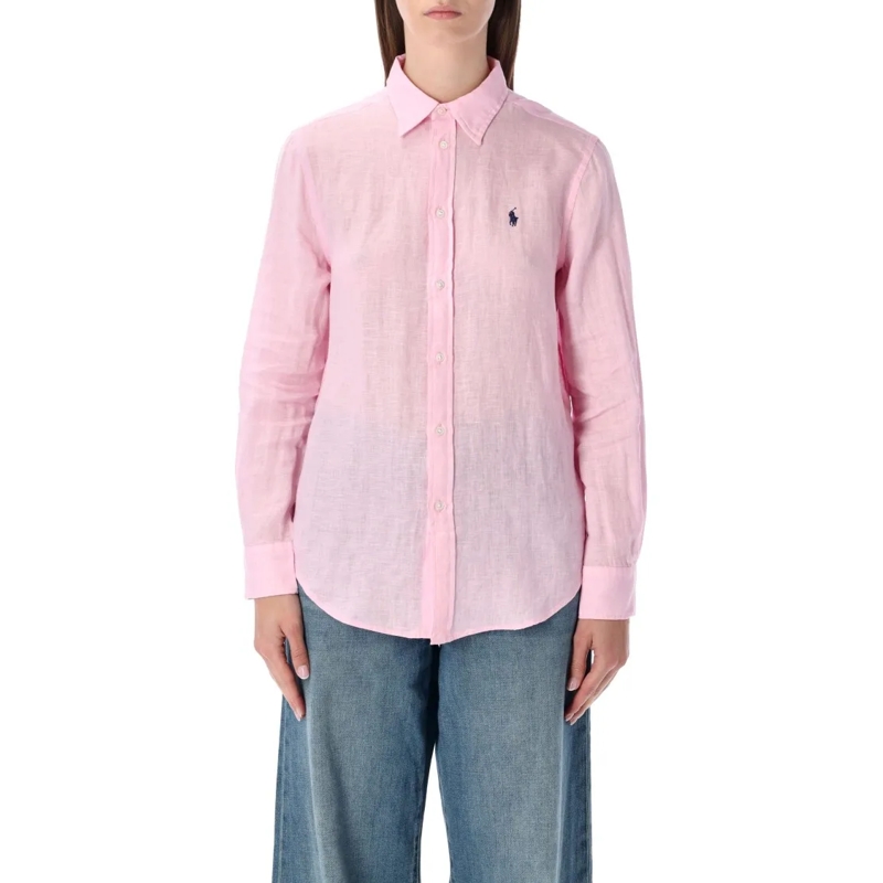 Polo Ralph Lauren Hemd Lightweight Linen Shirt With Point Collar Pink