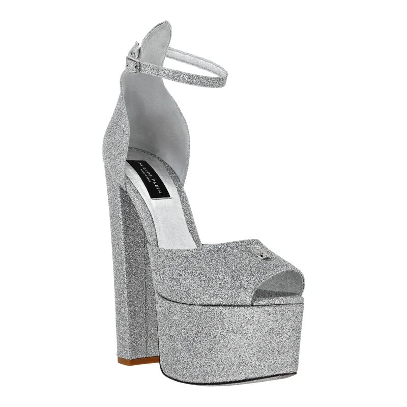 Philipp Plein Riemchensandalen Sandaletten silber