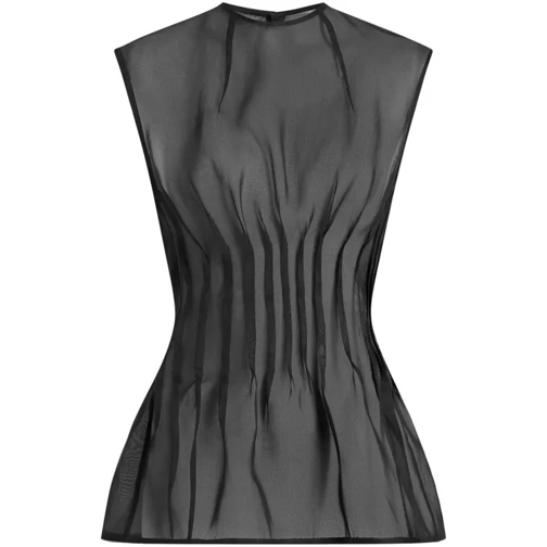 Khaite Black Silk Semi-Sheer Top Black 