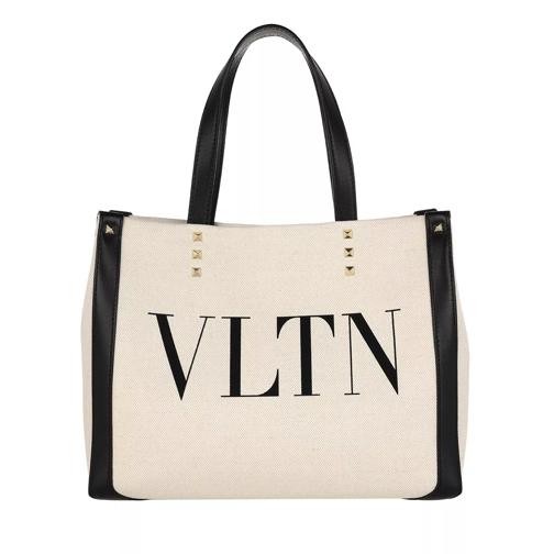 Valentino Garavani VLTN Mini Canvas Shopping Bag Natural/Black Fourre-tout