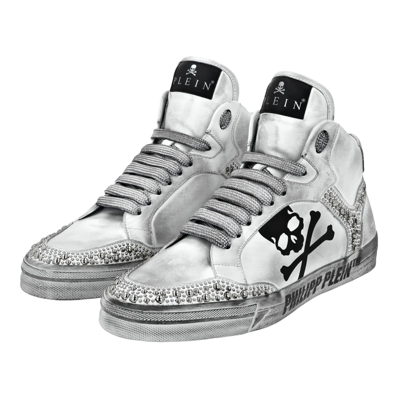 Philipp Plein Low-Top-Sneaker Hightop-Sneaker Retrokickz Mit Nietenverzierungen weiss