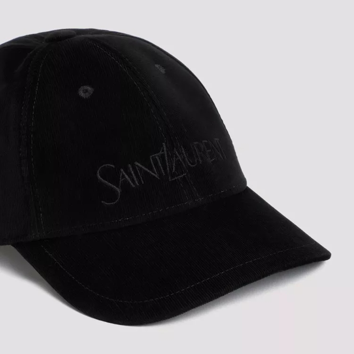 Saint Laurent Baseball Black Cotton Cap Black