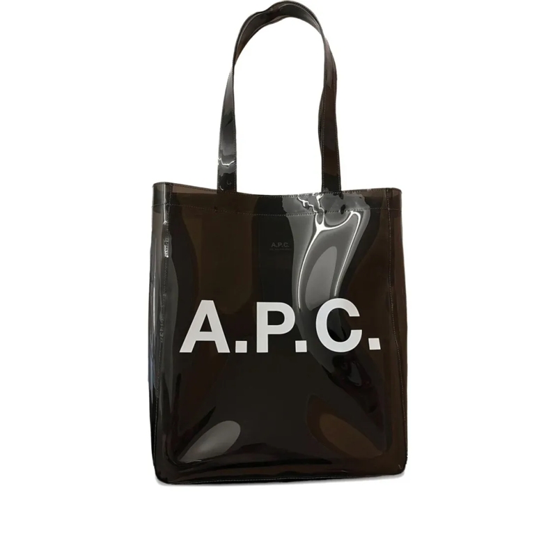 A.P.C. Draagtas Transparent Tote Bag With Bold Logo Black
