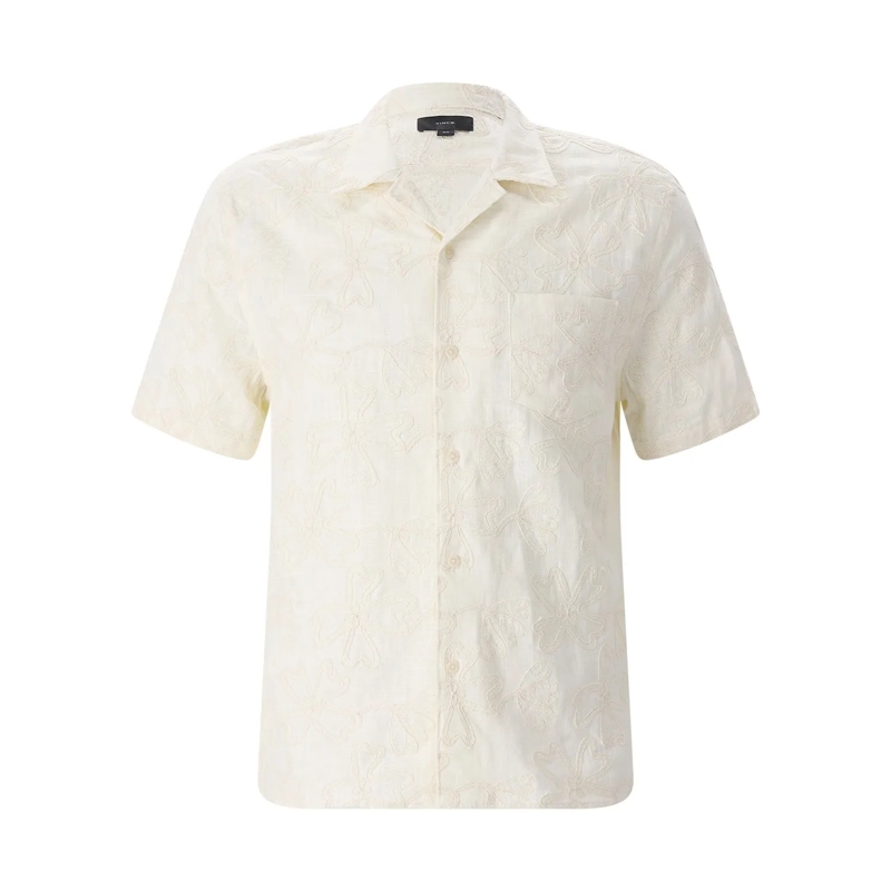 Vince Chemise Kurzarmhemd mit floralem Design weiß