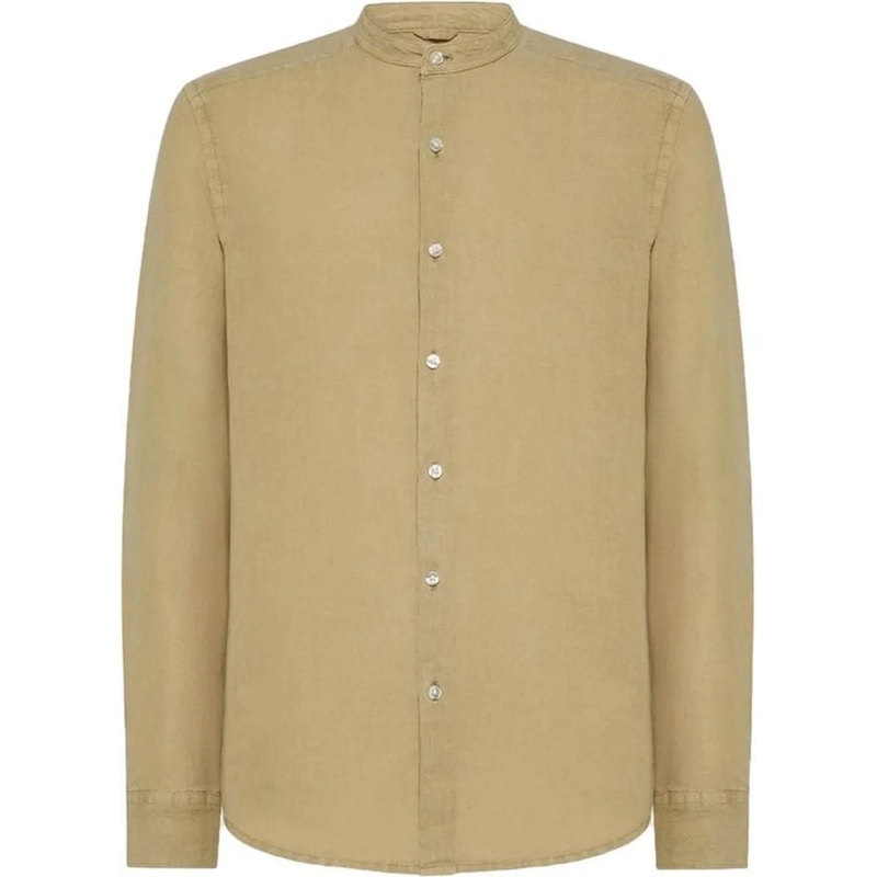 Peuterey T-shirt Lightweight Linen Shirt With Mandarin Collar White