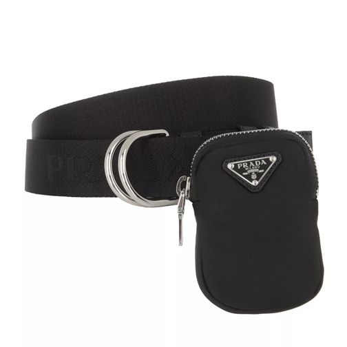 Prada Belt With Nylon Bag Black Woven Belt