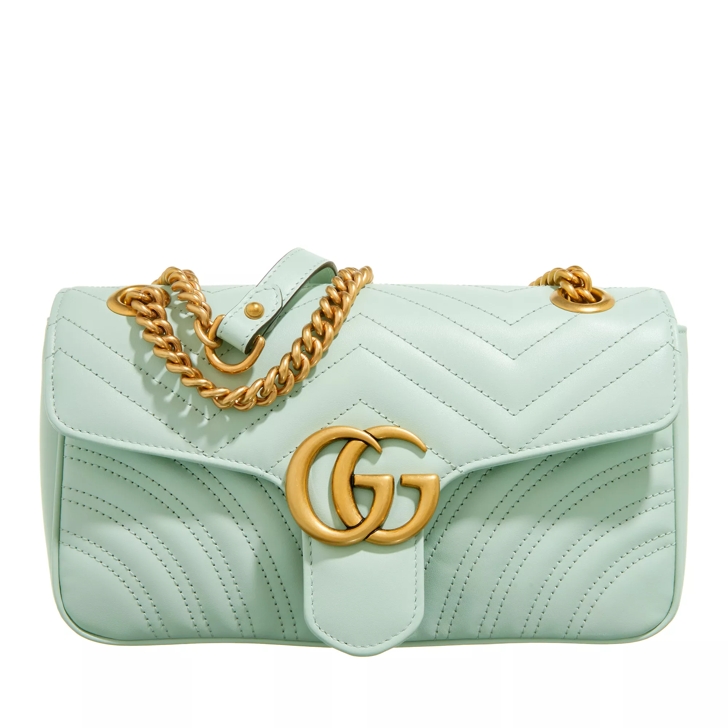 Gucci Small GG Marmont Shoulder Bag Matelasse Leather Light Green Crossbody Bag