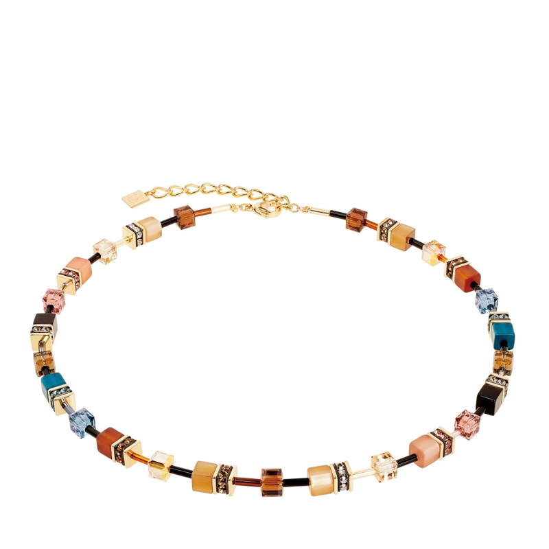 COEUR DE LION Mittellange Halskette GeoCUBE® Iconic Halskette Earth Mirage bunt