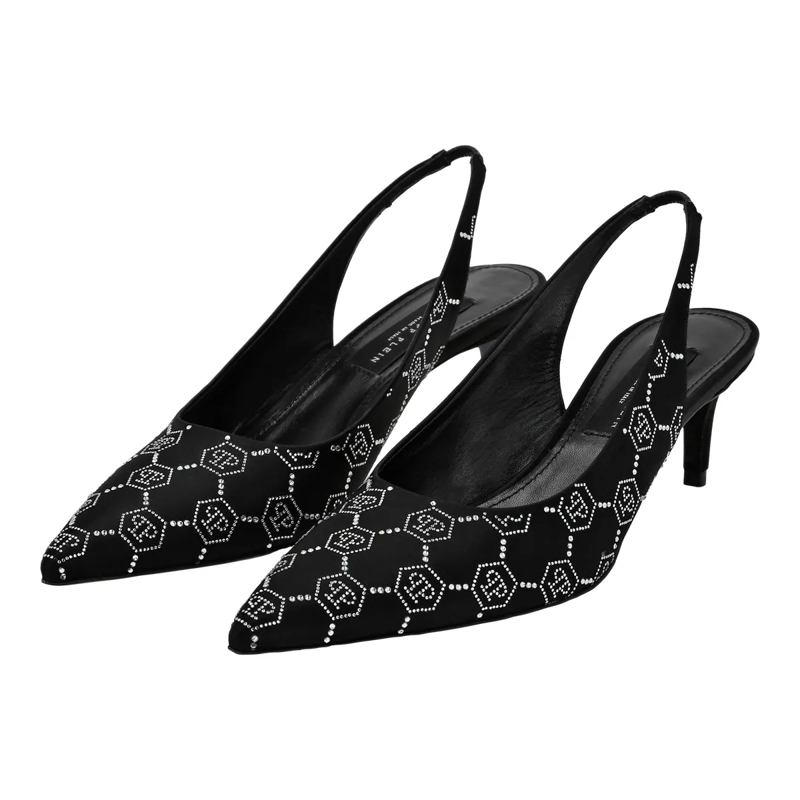 Philipp Plein Pumps Slingpumps Monogram Mit Schmucksteinen schwarz