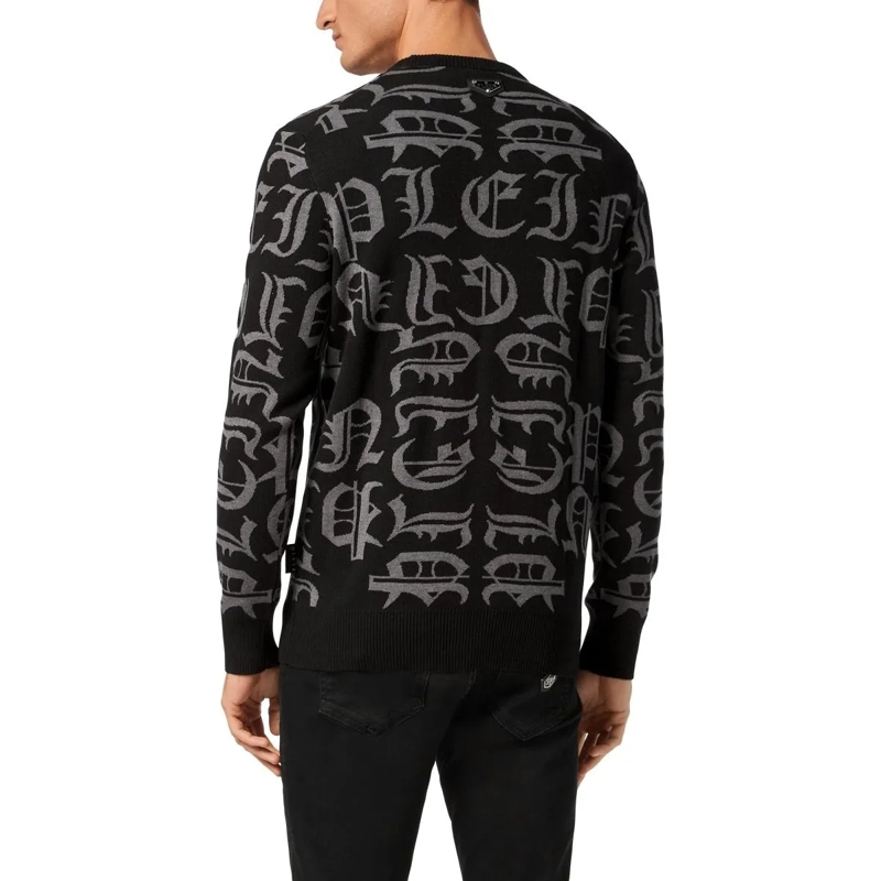 Philipp Plein Pullover Pullover Rundhalsausschnitt Gothic Plein schwarz(Image 4)