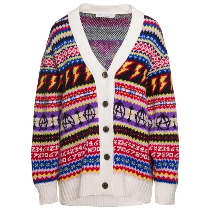 Philosophy Di Lorenzo Serafini Oversized Multicolor Cardigan With 