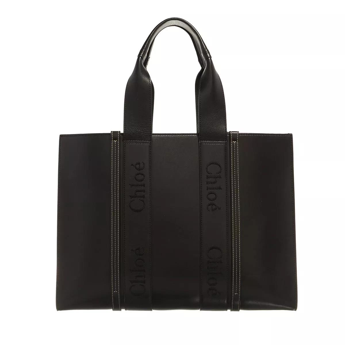 Chlo Large Woody Tote Black Shopping Bag