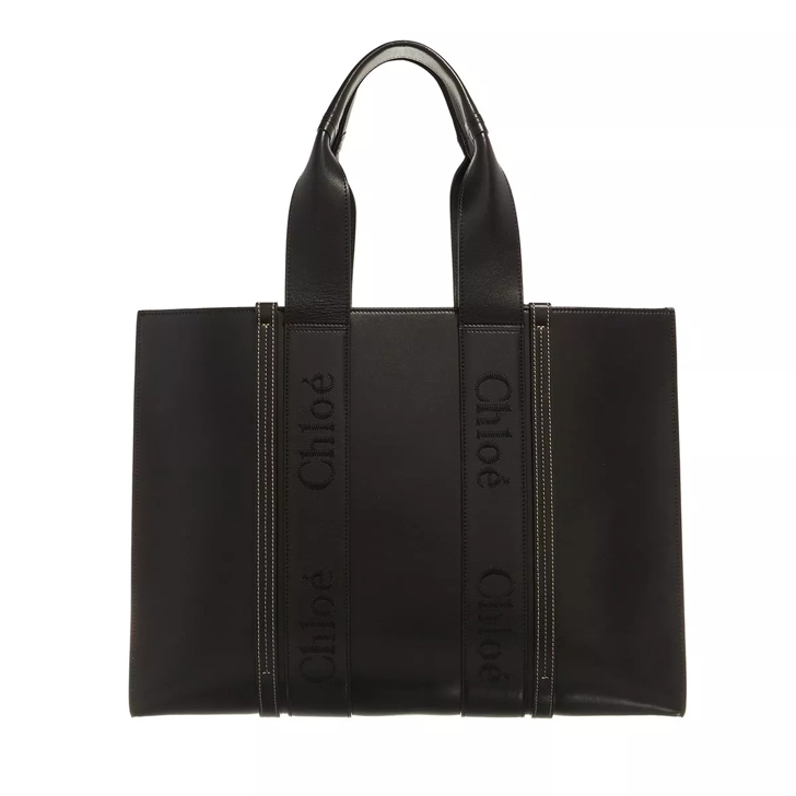 Chlo Large Woody Tote Black Shopping Bag