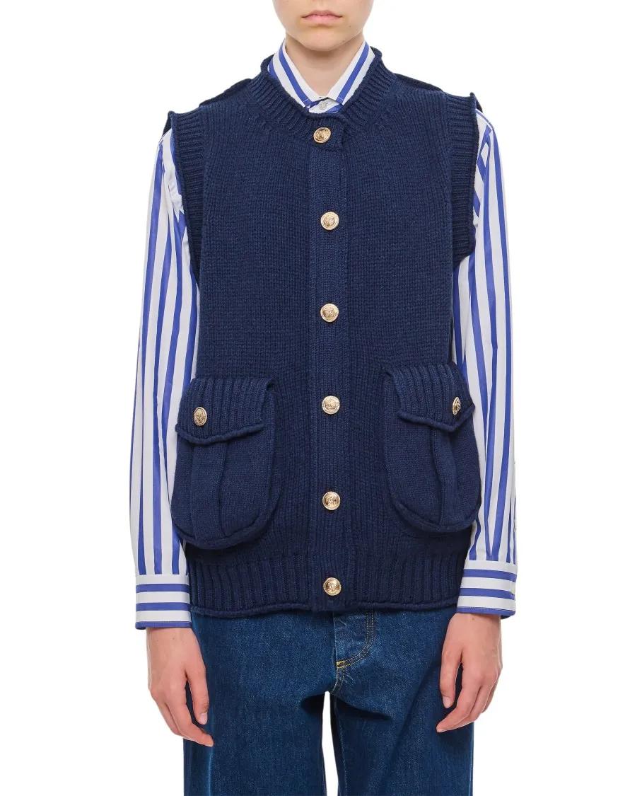 Barrie - Cashmere Cardigan Vest - Größe L - blau