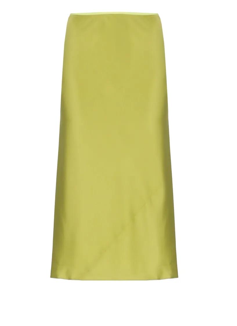 Thumbnail - Dries Van Noten - Sleek Acid Green Silk Skirt - Größe 38 - grün