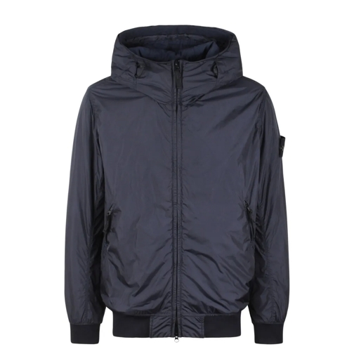 Stone Island Crinkle Reps Hooded Jacket Blue Dunjackor