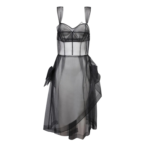 Maison Margiela Midi Jurken Bow-Detail Tulle Midi Dress Black