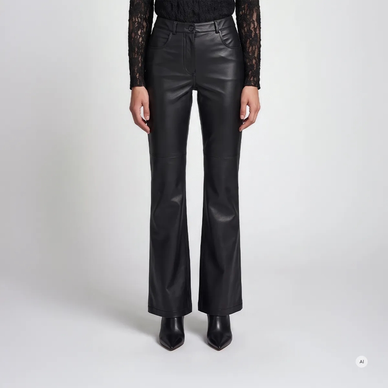 Marc Aurel Lederhose Hose- angesetzter Bund- Eingrifftaschen- ausge schwarz(Image 3)