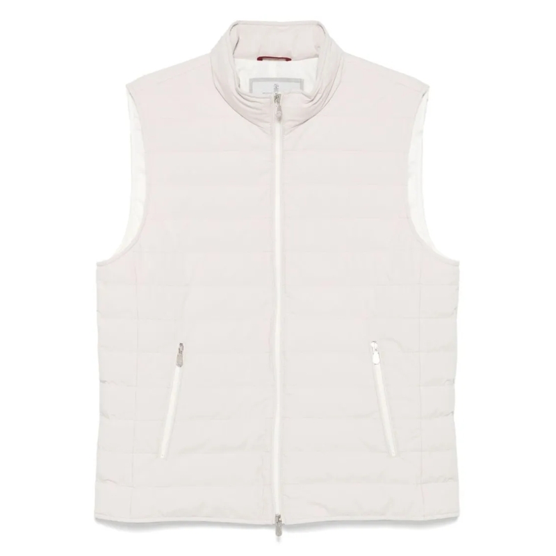 Brunello Cucinelli Daunenjacke Quilted Sleeveless Vest With High Stand Collar And Neutrals