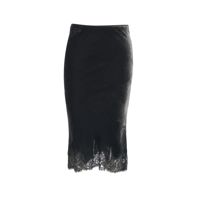 HERSKIND Jupe midi Tess' Velvet Midi Skirt Black