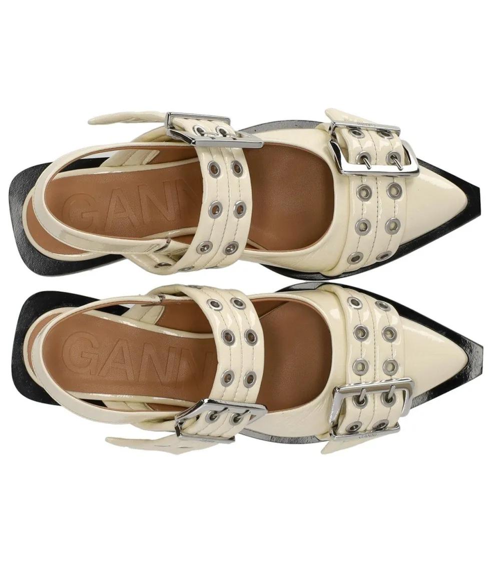 Thumbnail - Egret Slingback Ballet Flat Shoe With Buckles - Gr. 37 (EU) - in Beige