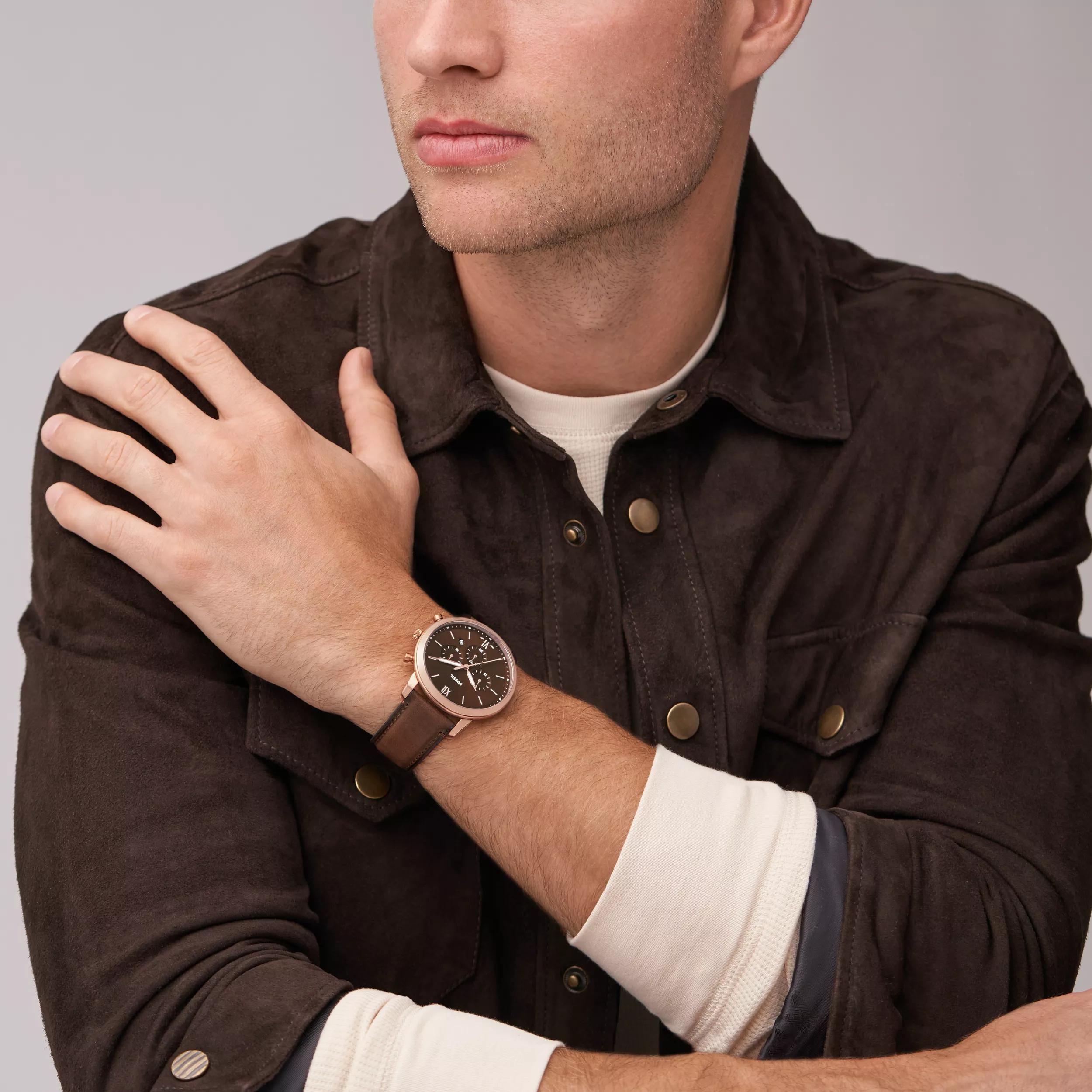 Fossil leather discount watches for men