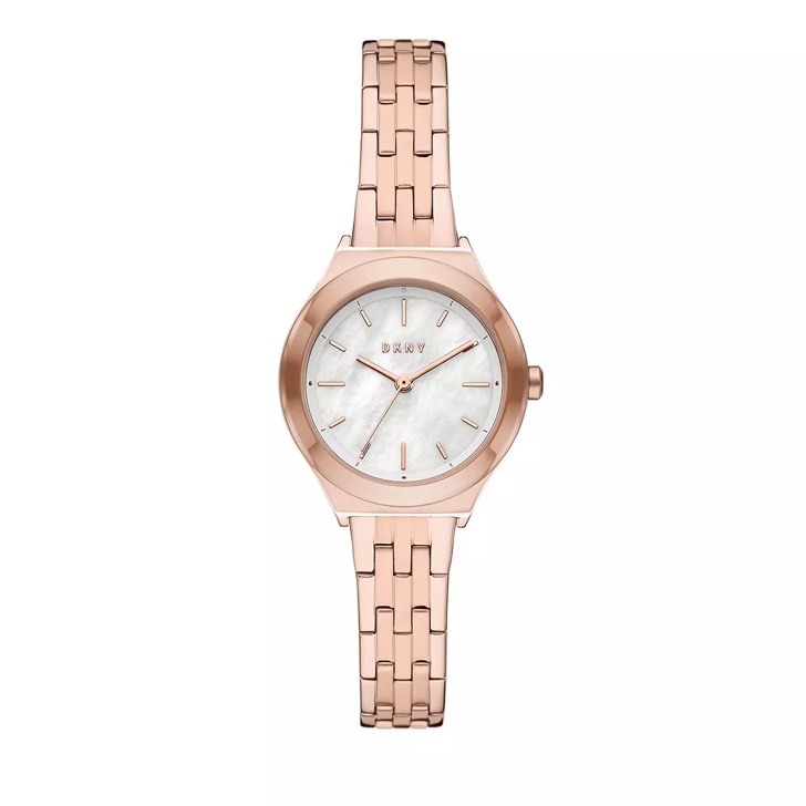 DKNY Parsons Three Hand Stainless Steel Watch Rose Gold Tone Quarz Uhr