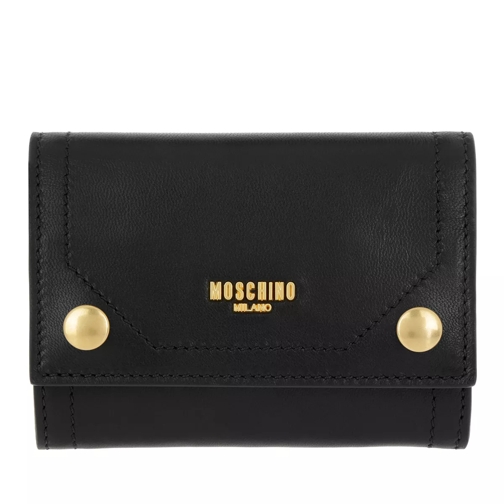 Moschino Wallet Patent Nero Portemonnaie mit Überschlag
