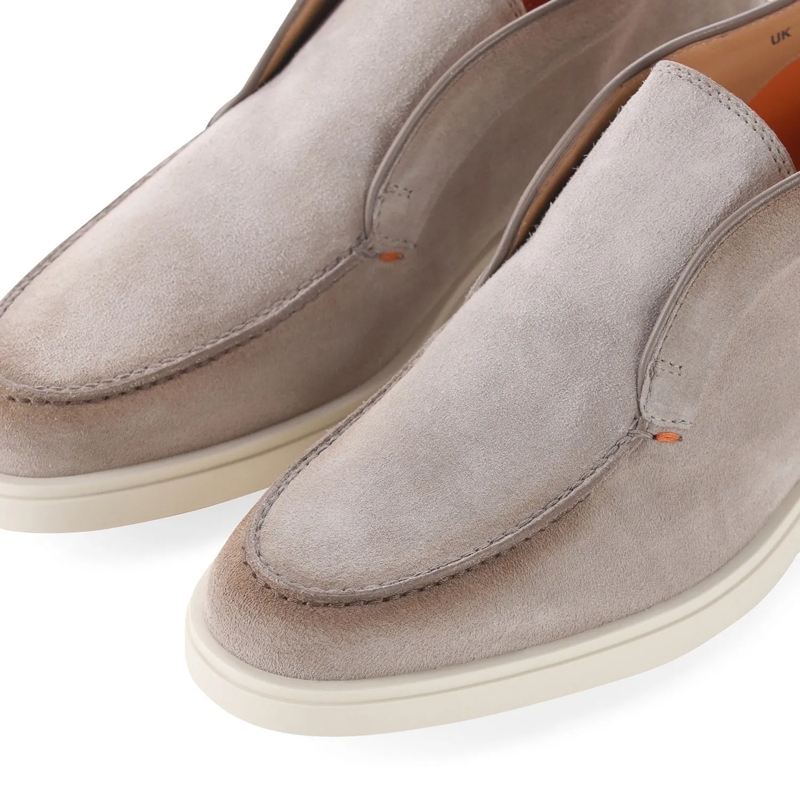 Santoni Schnürschuhe Mokassins aus Veloursleder grau(Image 4)