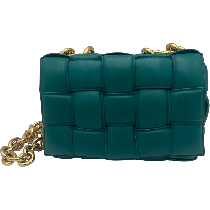 Bottega Veneta Schultertasche Bottega Veneta Padded Cassette Chain - Bluegreen grün