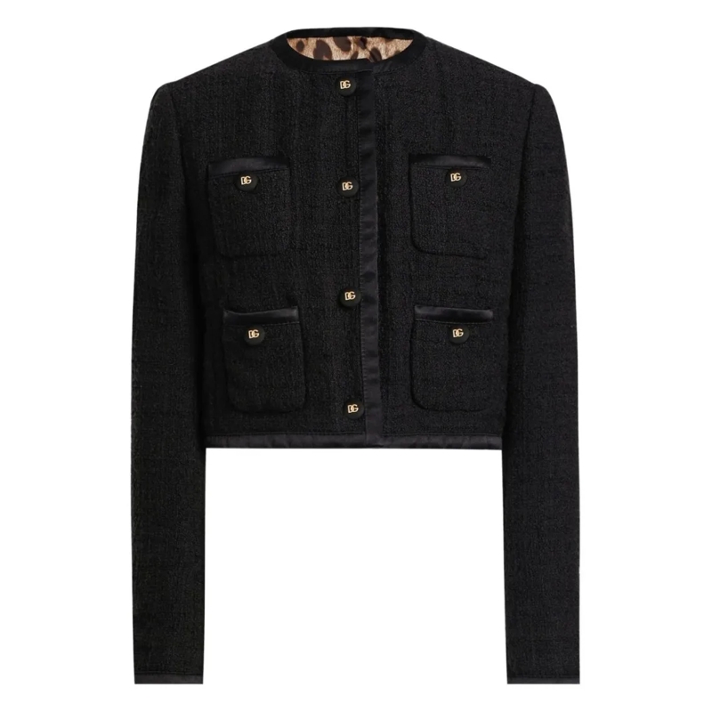 Dolce&Gabbana Blazer Cropped Textured Blazer Black