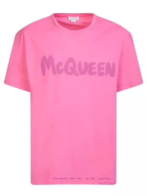 Alexander McQueen Pink Logo Screen-Printed T-Shirt Pink | fashionette