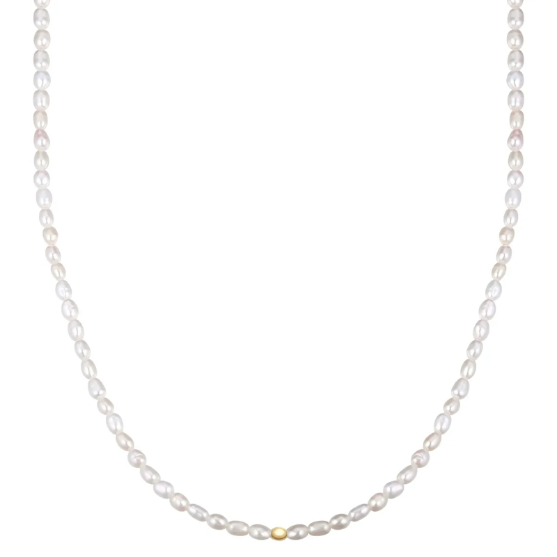 Glanzstücke München Mittellange Halskette Sterling Silber Halskette Süßwasser-Zuchtperle weiss