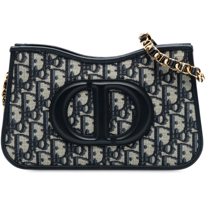 Christian Dior Schultertasche Mini Oblique Canvas CD Signature Hobo blau