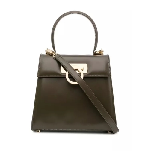 Salvatore Ferragamo Small Iconic Brown Tote Bag Green Rymlig shoppingväska