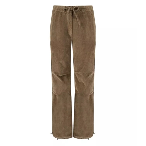 GANNI Camel Ribbed Trousers Brown Hosen