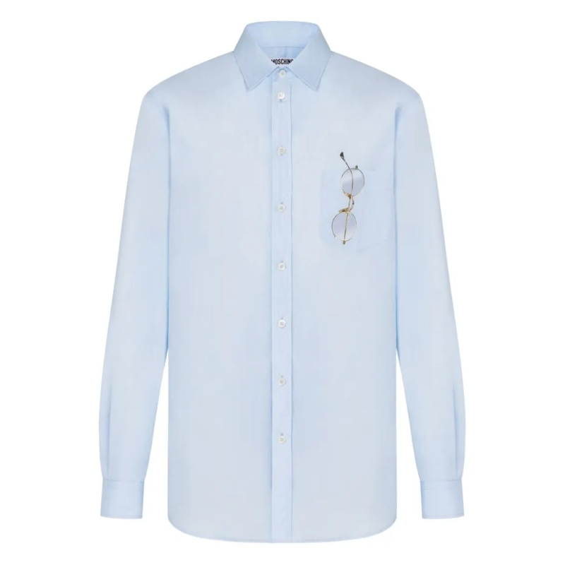Moschino Hemd Light Blue Silk-Nylon Casual Shirt Blue