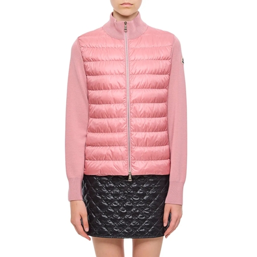 Moncler Knitted Sleeves Zip-Up Jacket Pink Veste de transition