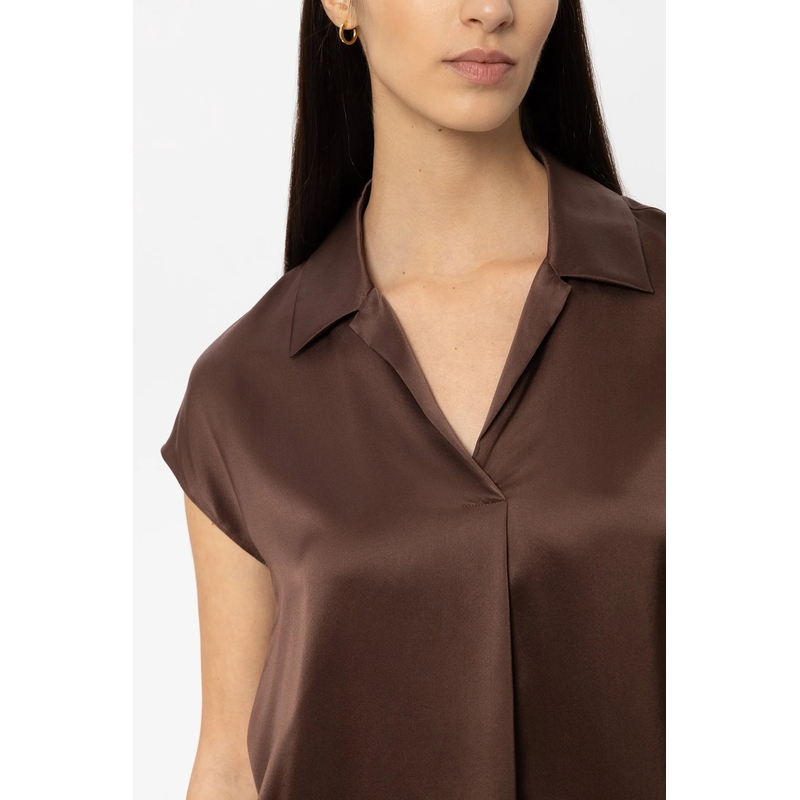 Luisa Cerano Top Kurzarm-Seidenbluse marone(Image 5)